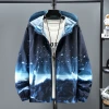 Cross-border Summer New 2022 trendy thin breathable sun protection clothing for men, gradient starry sky plus-size skin coat Application Scenario